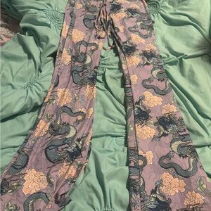 Streetwear Society Purple and Blue Dragon Print Pants new